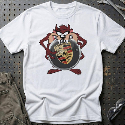 Porsche TAZ Unisex T-Shirt , Bomuld-Beklædning-Porsche-Hvid-S-Garage Culture Shop- garage - man cave - merchandise