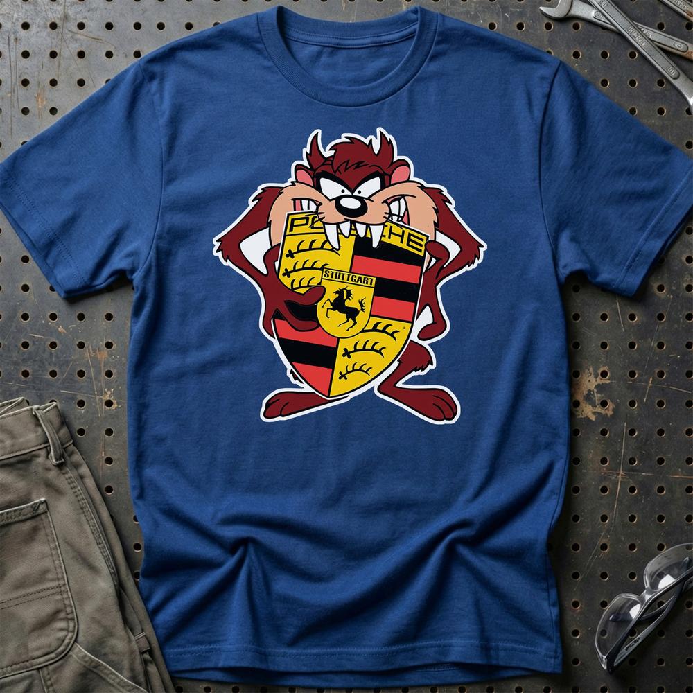 Porsche TAZ Unisex T-Shirt , Bomuld-Beklædning-Porsche-Blå Royal-S-Garage Culture Shop- garage - man cave - merchandise