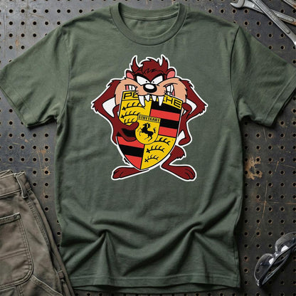 Porsche TAZ Unisex T-Shirt , Bomuld-Beklædning-Porsche-Grøn Militær-S-Garage Culture Shop- garage - man cave - merchandise