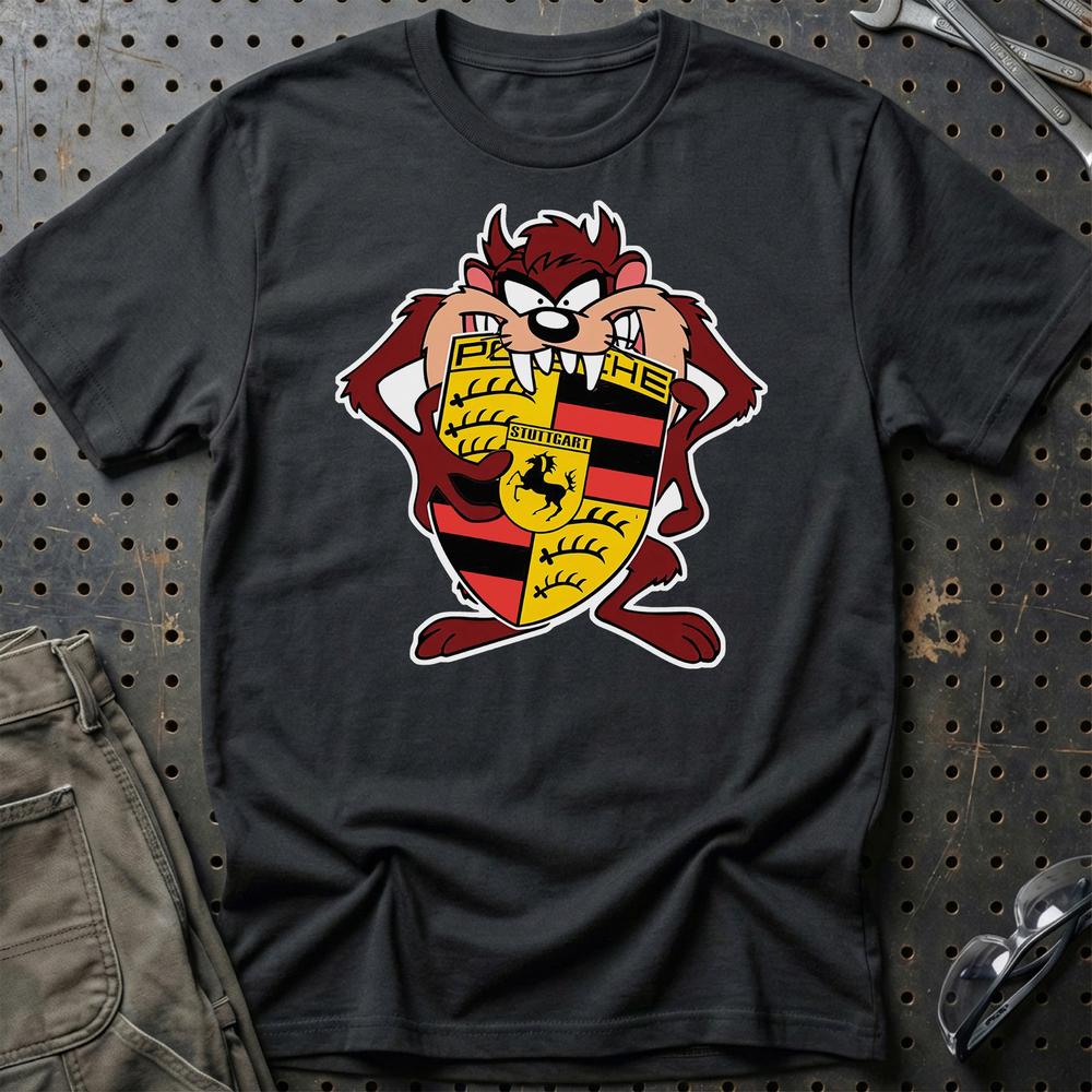 Porsche TAZ Unisex T-Shirt , Bomuld-Beklædning-Porsche-Sort-S-Garage Culture Shop- garage - man cave - merchandise