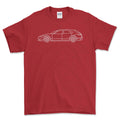 Porsche Taycan Turbo S Cross Turismo 2021 Outline T-Shirt-Beklædning-Porsche-Rød-S-Garage Culture Shop- garage - man cave - merchandise