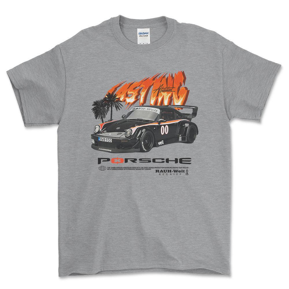 Porsche Turbo - Unisex T-Shirt-Beklædning-Porsche-Grå Sport-S-Forside-Garage Culture Shop- garage - man cave - merchandise