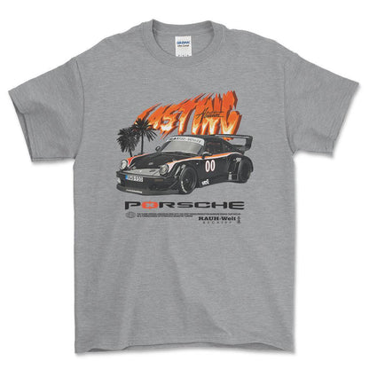 Porsche Turbo - Unisex T-Shirt-Beklædning-Porsche-Grå Sport-S-Forside-Garage Culture Shop- garage - man cave - merchandise