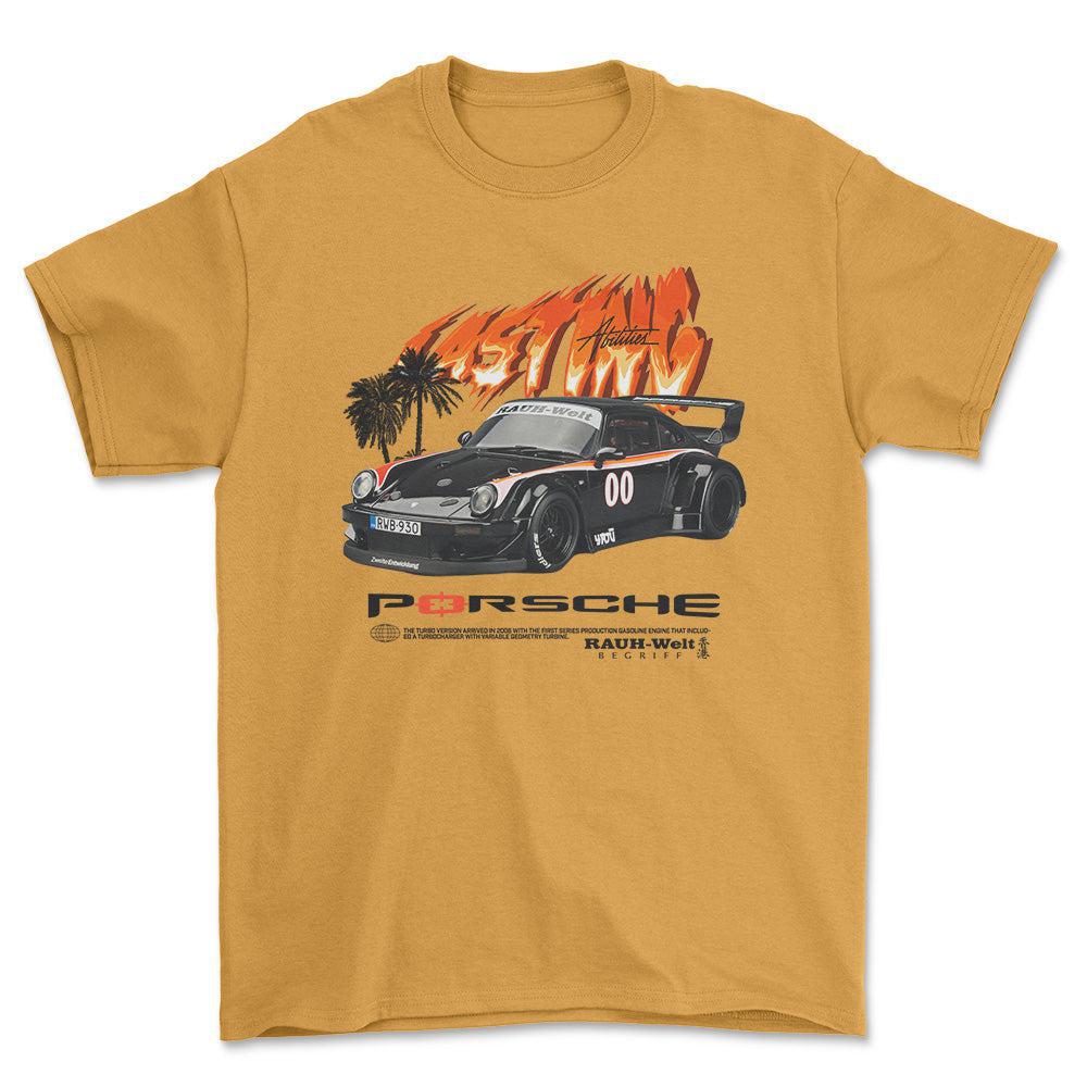 Porsche Turbo - Unisex T-Shirt-Beklædning-Porsche-Guld-S-Forside-Garage Culture Shop- garage - man cave - merchandise