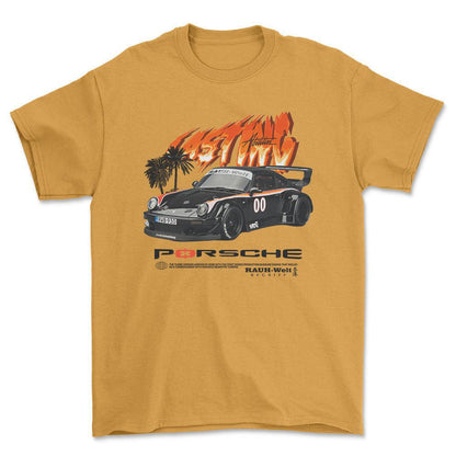 Porsche Turbo - Unisex T-Shirt-Beklædning-Porsche-Guld-S-Forside-Garage Culture Shop- garage - man cave - merchandise
