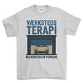 Porsche Værksteds Terapi T-Shirt-Beklædning-Porsche-Hvid-S-Garage Culture Shop- garage - man cave - merchandise