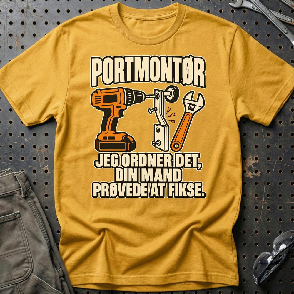 
Produktbillede af Portmontør – Jeg Ordner Det, Din Mand Prøvede At Fikse T-Shirt