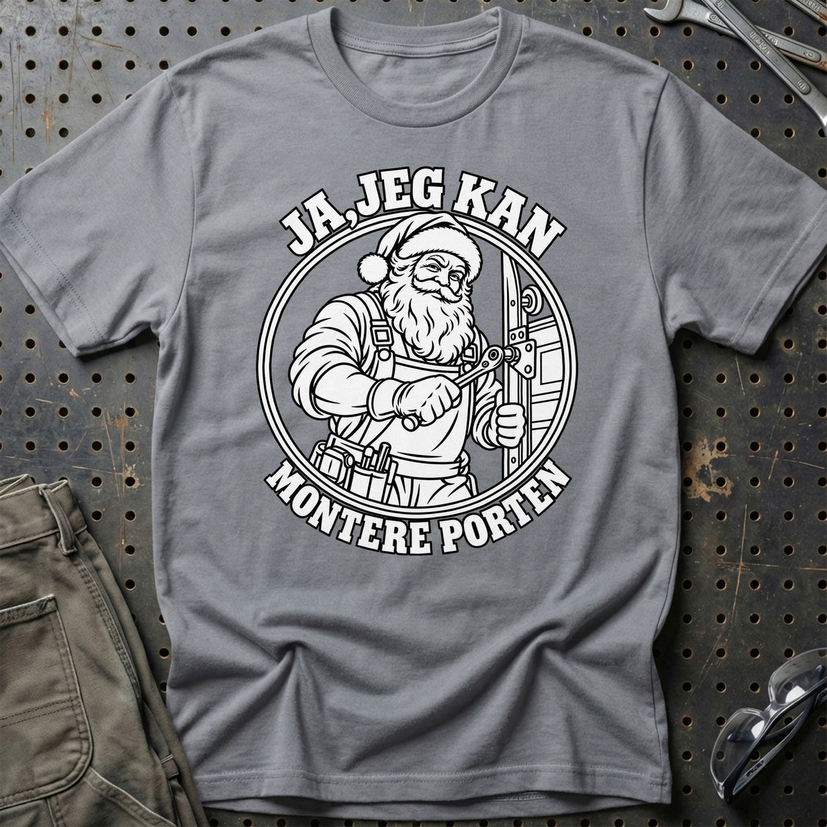 
Portmontør – Santa Kan Det – Jul T-Shirt – Grå Sport