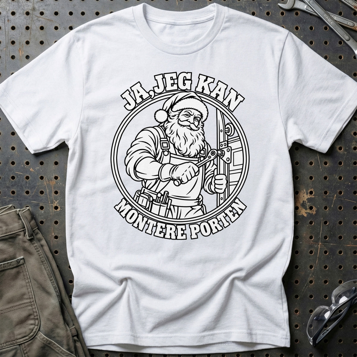 
Portmontør – Santa Kan Det – Jul T-Shirt – Hvid