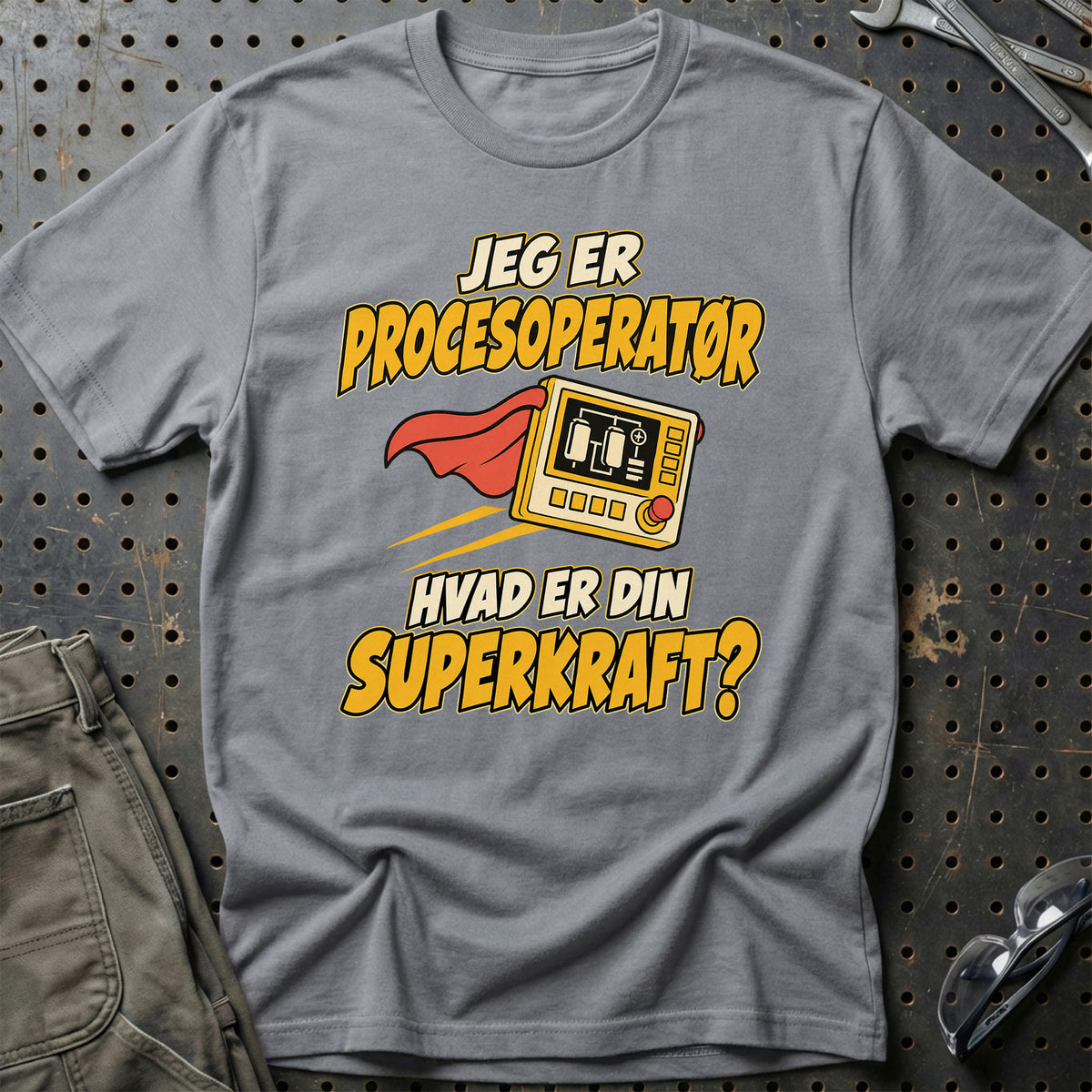 
Procesoperatør – Hvad er din superkraft? – Unisex T-Shirt – Grå Sport