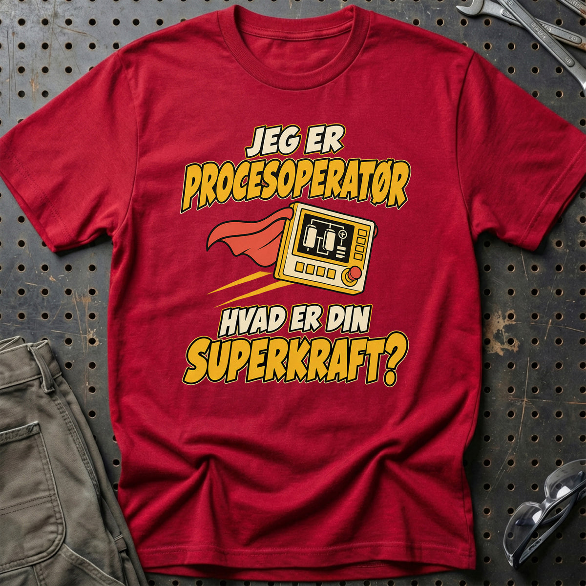 
Procesoperatør – Hvad er din superkraft? – Unisex T-Shirt – Rød