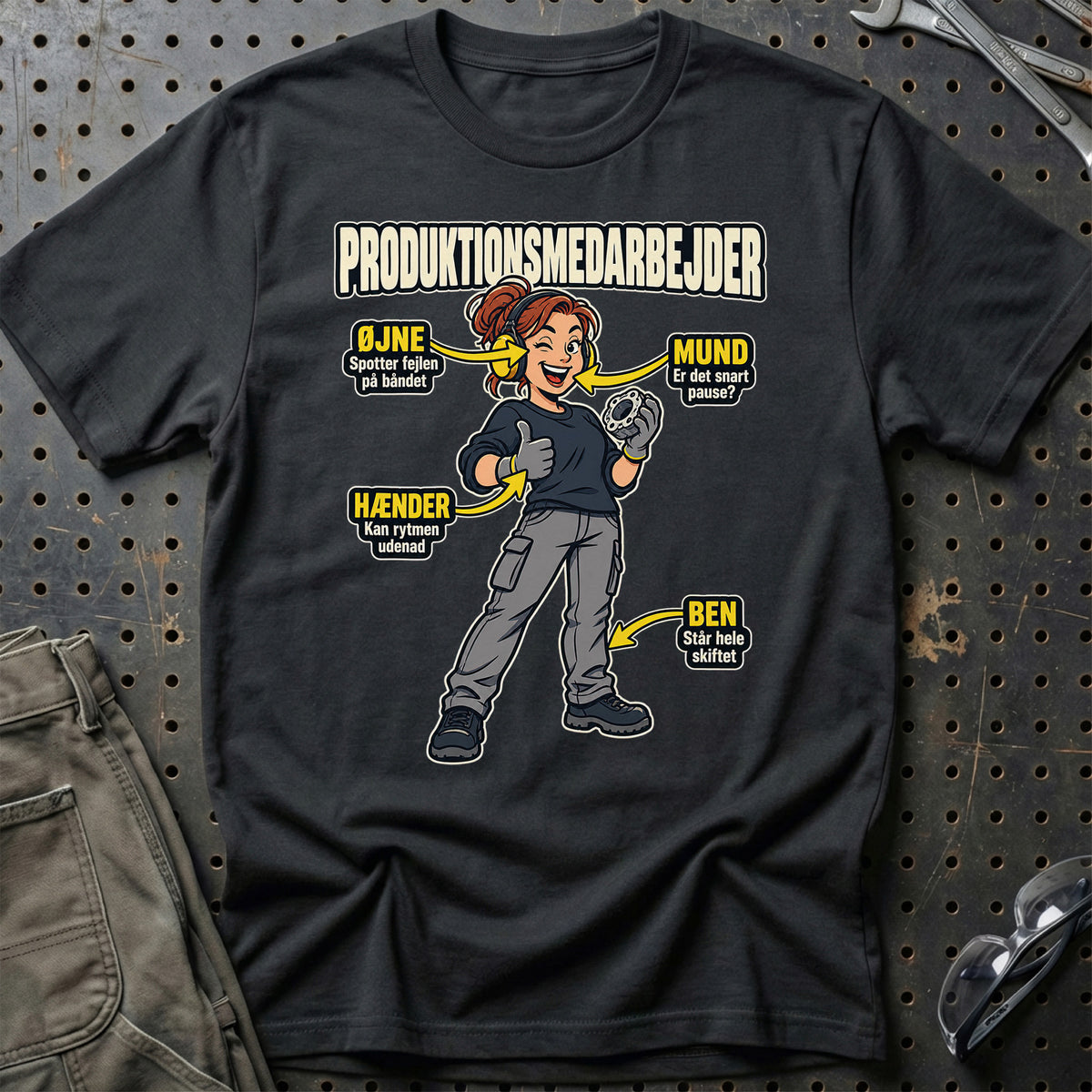 Produktionsmedarbejder – Anatomi T-Shirt – Sort