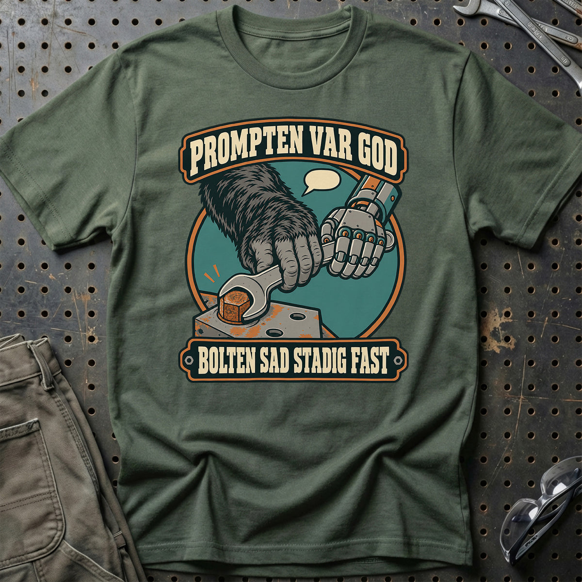 
Prompten var god – Bolten sad stadig fast T-Shirt – Grøn Militær