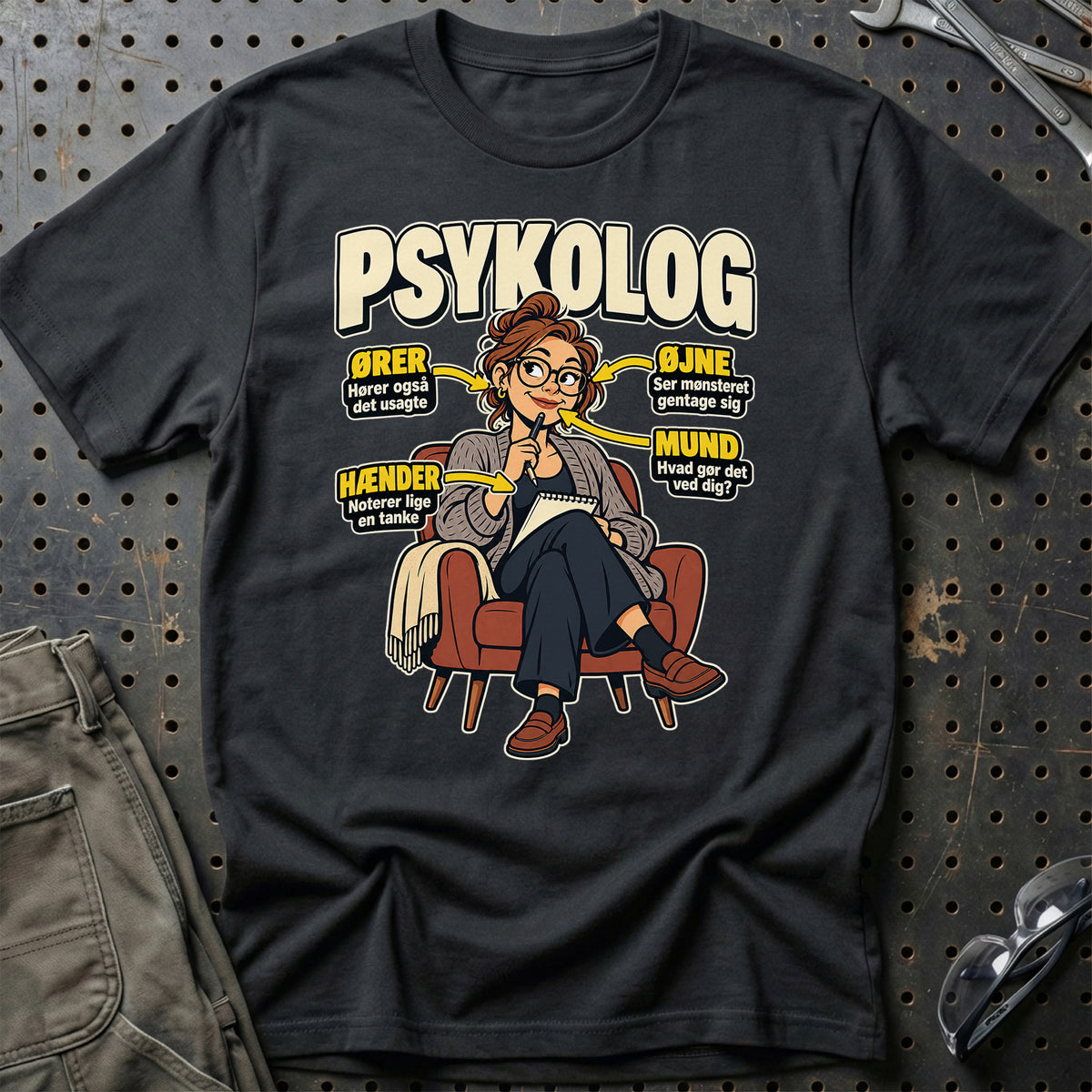 Psykolog – Anatomi T-Shirt-Beklædning-Garage Culture-Sort-S-Garage Culture Shop- garage - man cave - merchandise