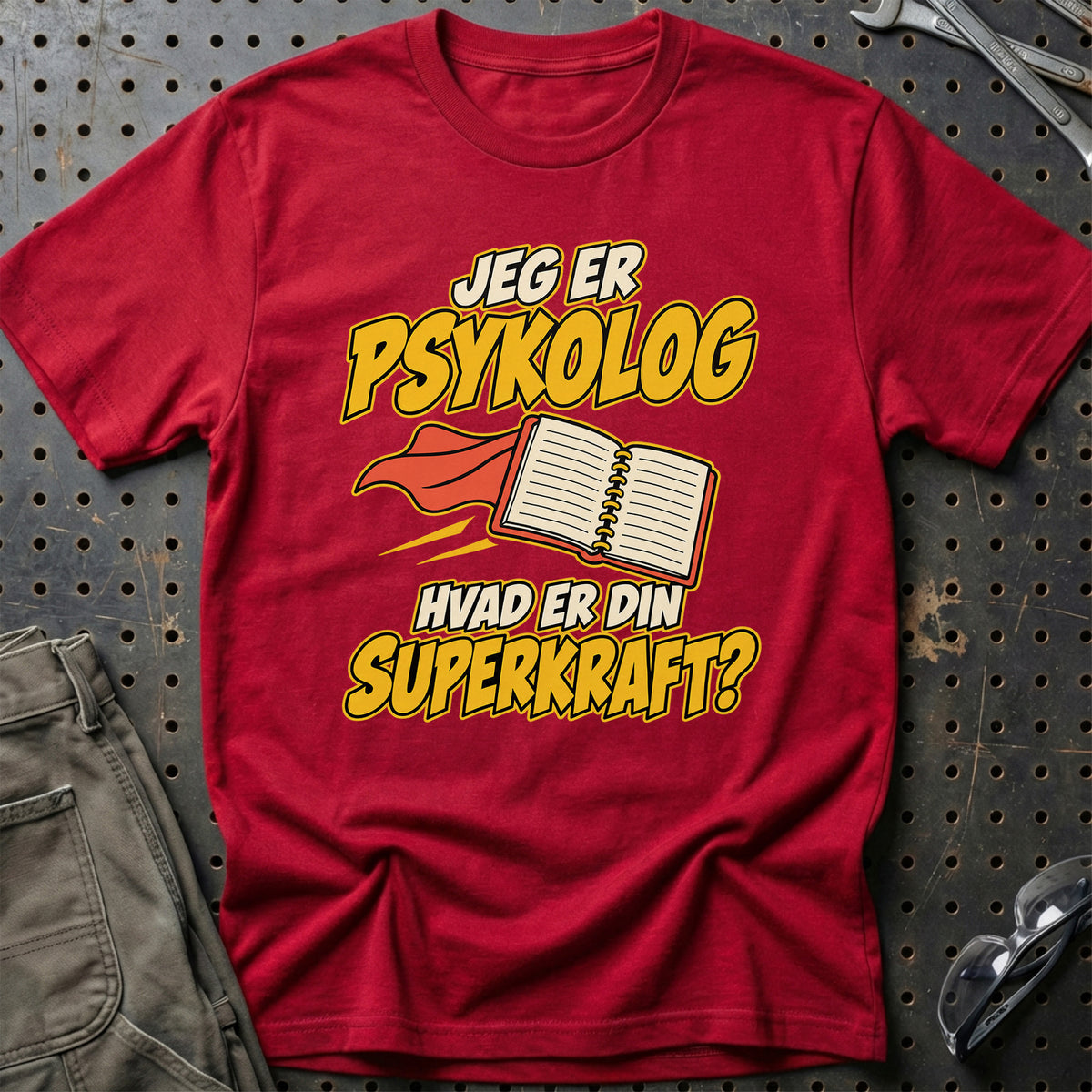 
Psykolog – Hvad er din superkraft? – Unisex T-Shirt – Rød