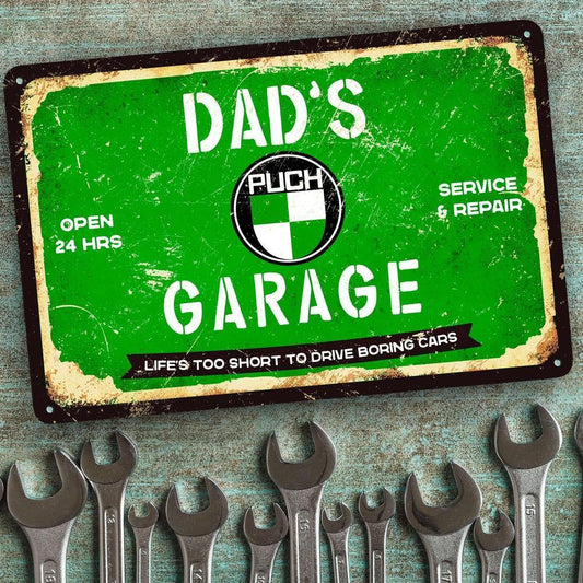 Puch Dads Garage Skilte, Musemåtte, Dørmåtte-Skilte-Puch-Garage Culture Shop- garage - man cave - merchandise