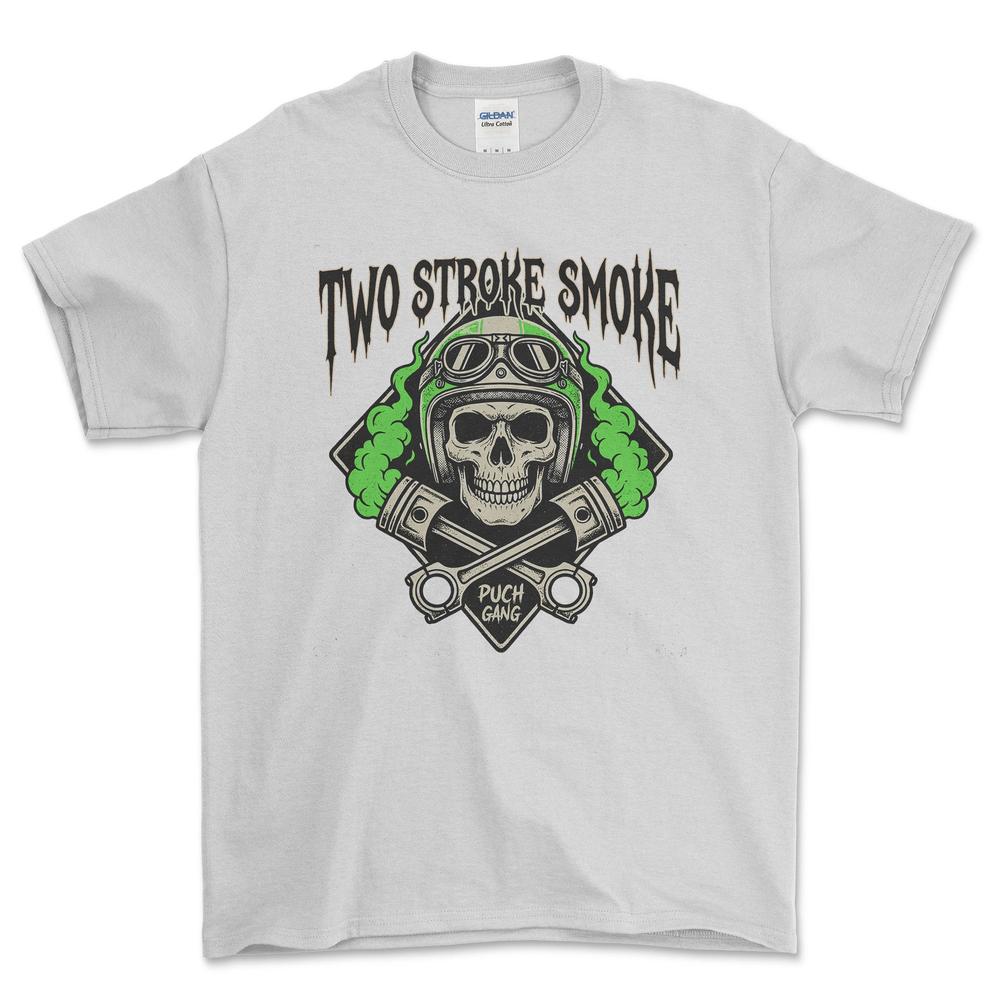 Puch Gang Two Stroke Smoke - Unisex T-Shirt , Bomuld-Beklædning-Puch-Hvid-S-Garage Culture Shop- garage - man cave - merchandise