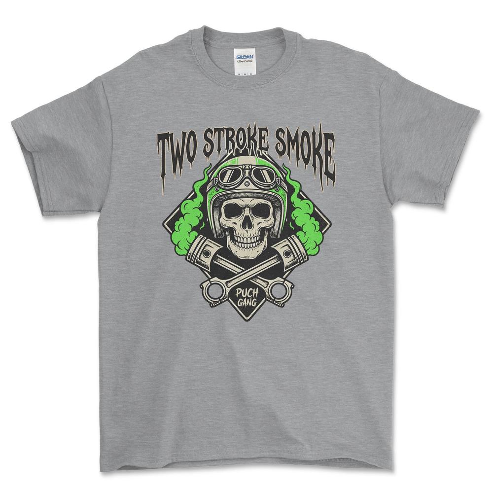Puch Gang Two Stroke Smoke - Unisex T-Shirt , Bomuld-Beklædning-Puch-Grå Sport-S-Garage Culture Shop- garage - man cave - merchandise