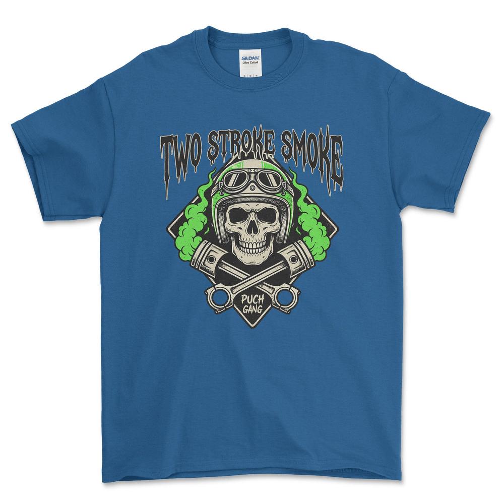 Puch Gang Two Stroke Smoke - Unisex T-Shirt , Bomuld-Beklædning-Puch-Blå Royal-S-Garage Culture Shop- garage - man cave - merchandise