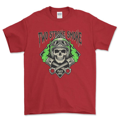 Puch Gang Two Stroke Smoke - Unisex T-Shirt , Bomuld-Beklædning-Puch-Rød-S-Garage Culture Shop- garage - man cave - merchandise