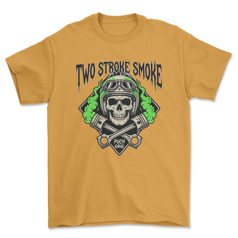 Puch Gang Two Stroke Smoke - Unisex T-Shirt , Bomuld-Beklædning-Puch-Guld-S-Garage Culture Shop- garage - man cave - merchandise