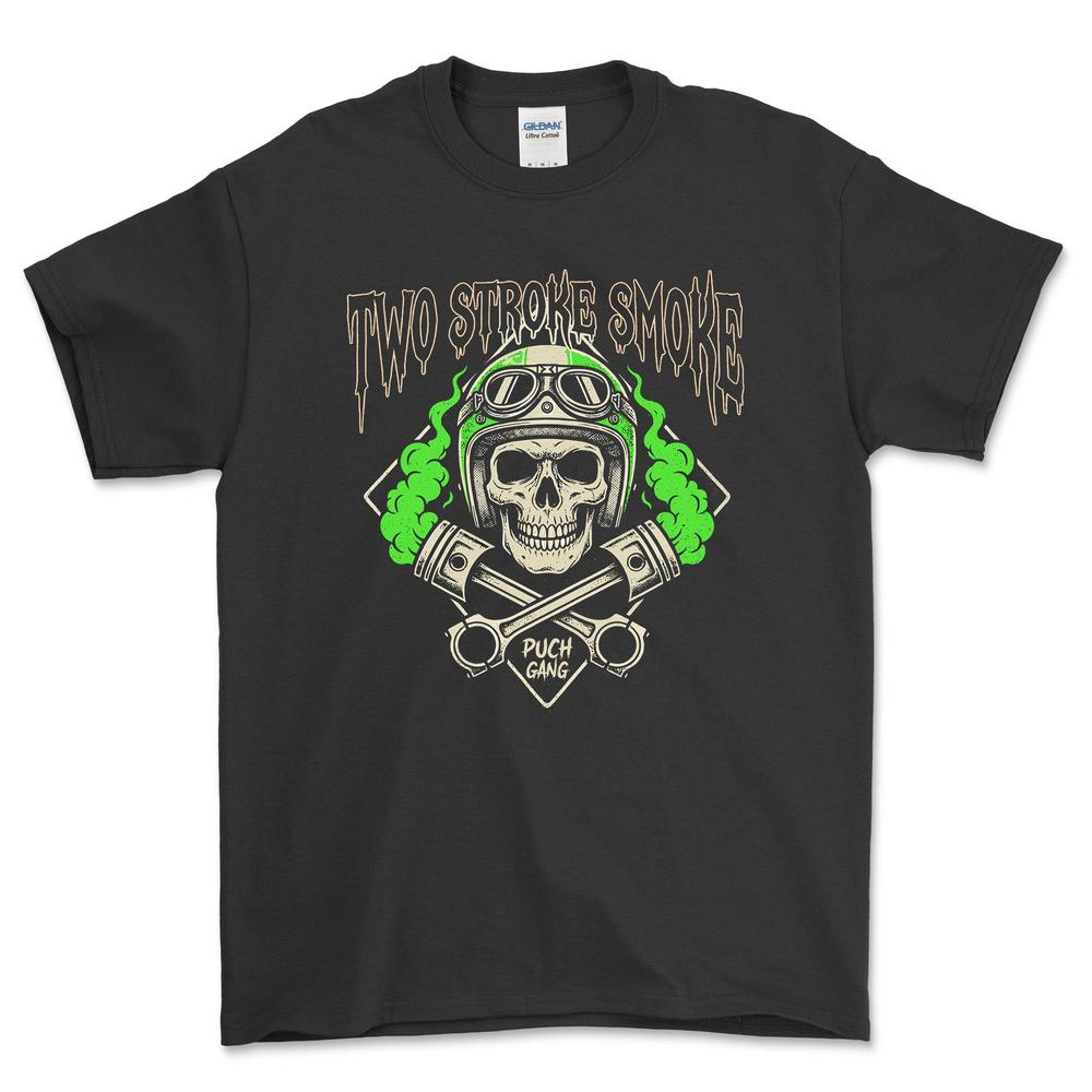Puch Gang Two Stroke Smoke - Unisex T-Shirt , Bomuld-Beklædning-Puch-Sort-S-Garage Culture Shop- garage - man cave - merchandise