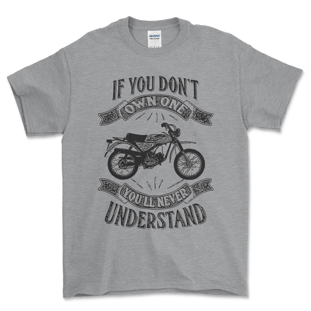 Puch - If You Dont Own One Puch Pionier Mc50-3 Youll Never Understand Unisex T-Shirt , Bomuld-Beklædning-Puch-Grå Sport-S-Forside-Garage Culture Shop- garage - man cave - merchandise