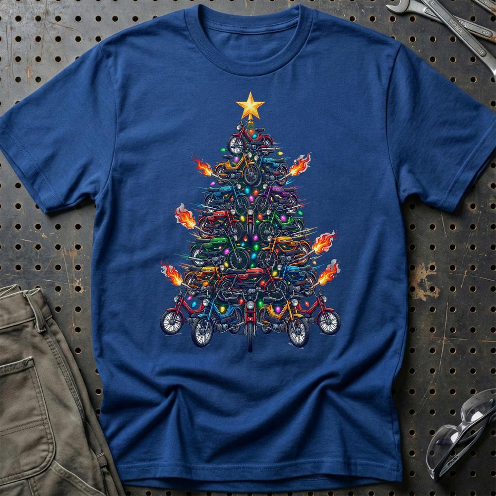Puch Juletræ Christmas Tree T-Shirt-Beklædning-Puch-Blå Royal-S-Garage Culture Shop- garage - man cave - merchandise