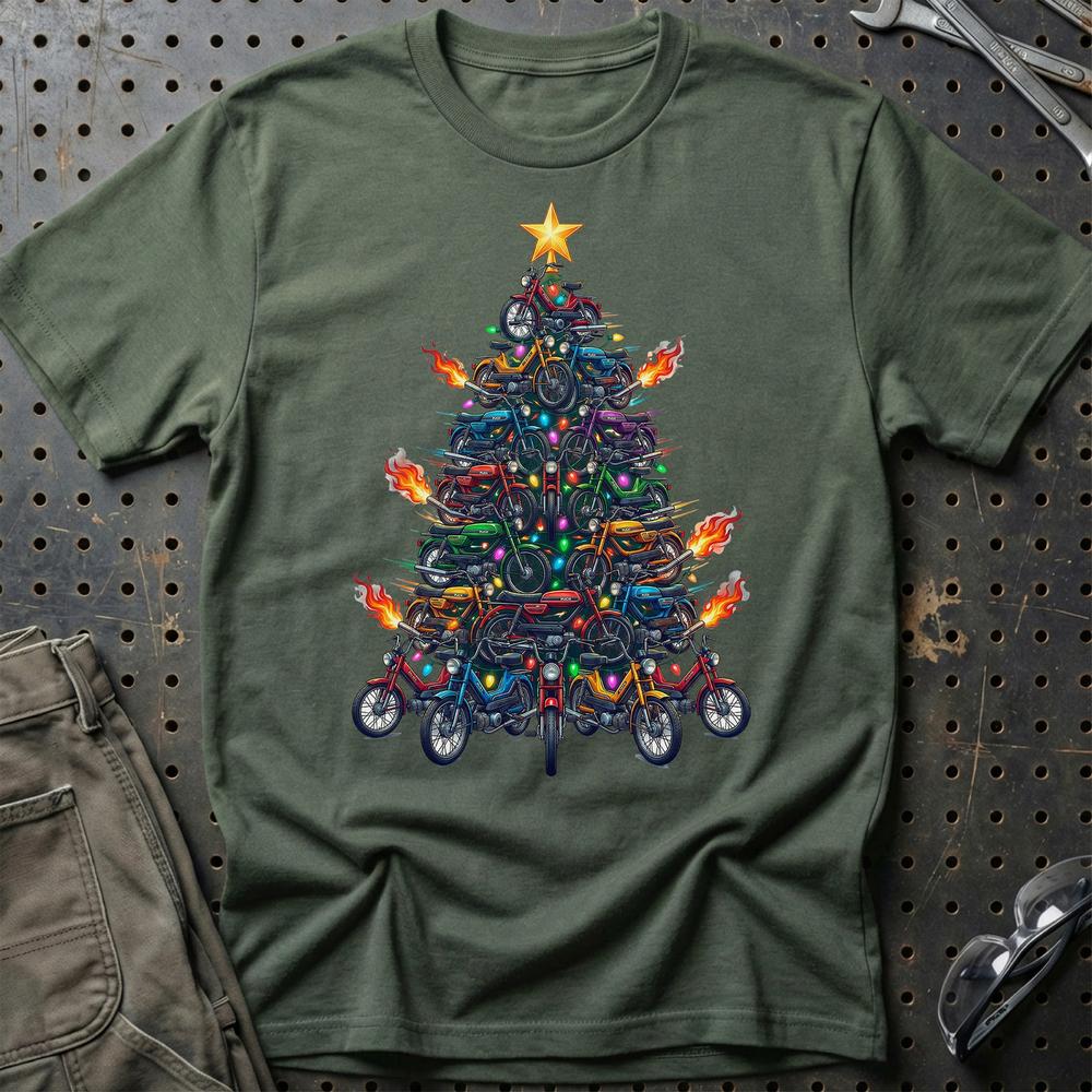 Puch Juletræ Christmas Tree T-Shirt-Beklædning-Puch-Grøn Militær-S-Garage Culture Shop- garage - man cave - merchandise