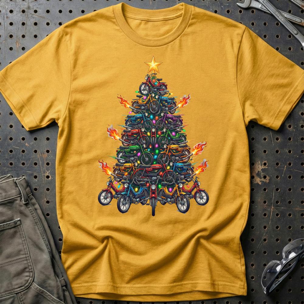 Puch Juletræ Christmas Tree T-Shirt-Beklædning-Puch-Guld-S-Garage Culture Shop- garage - man cave - merchandise
