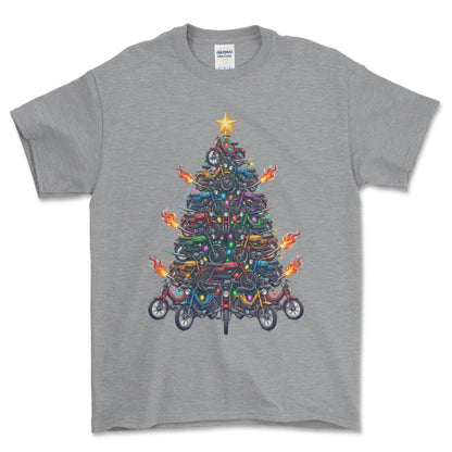 Puch Juletræ Christmas Tree - Unisex T-Shirt-Beklædning-Puch-Grå Sport-S-Forside-Garage Culture Shop- garage - man cave - merchandise
