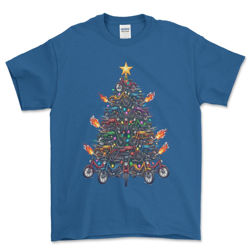 Puch Juletræ Christmas Tree - Unisex T-Shirt-Beklædning-Puch-Blå Royal-S-Forside-Garage Culture Shop- garage - man cave - merchandise