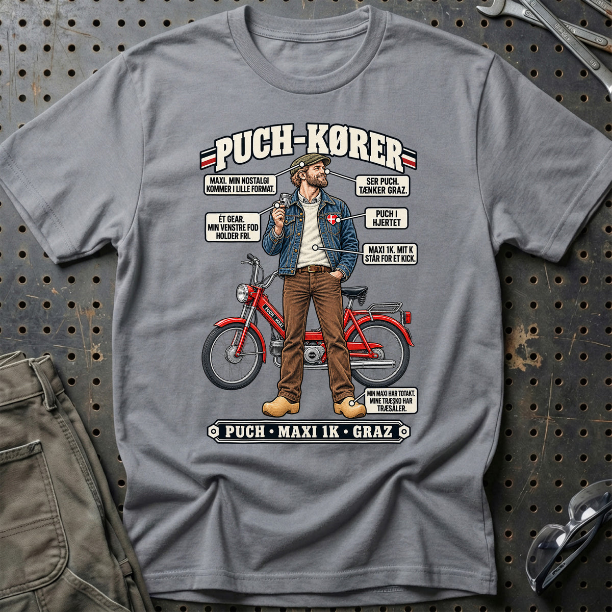 
Puch-Kører T-Shirt – Grå Sport