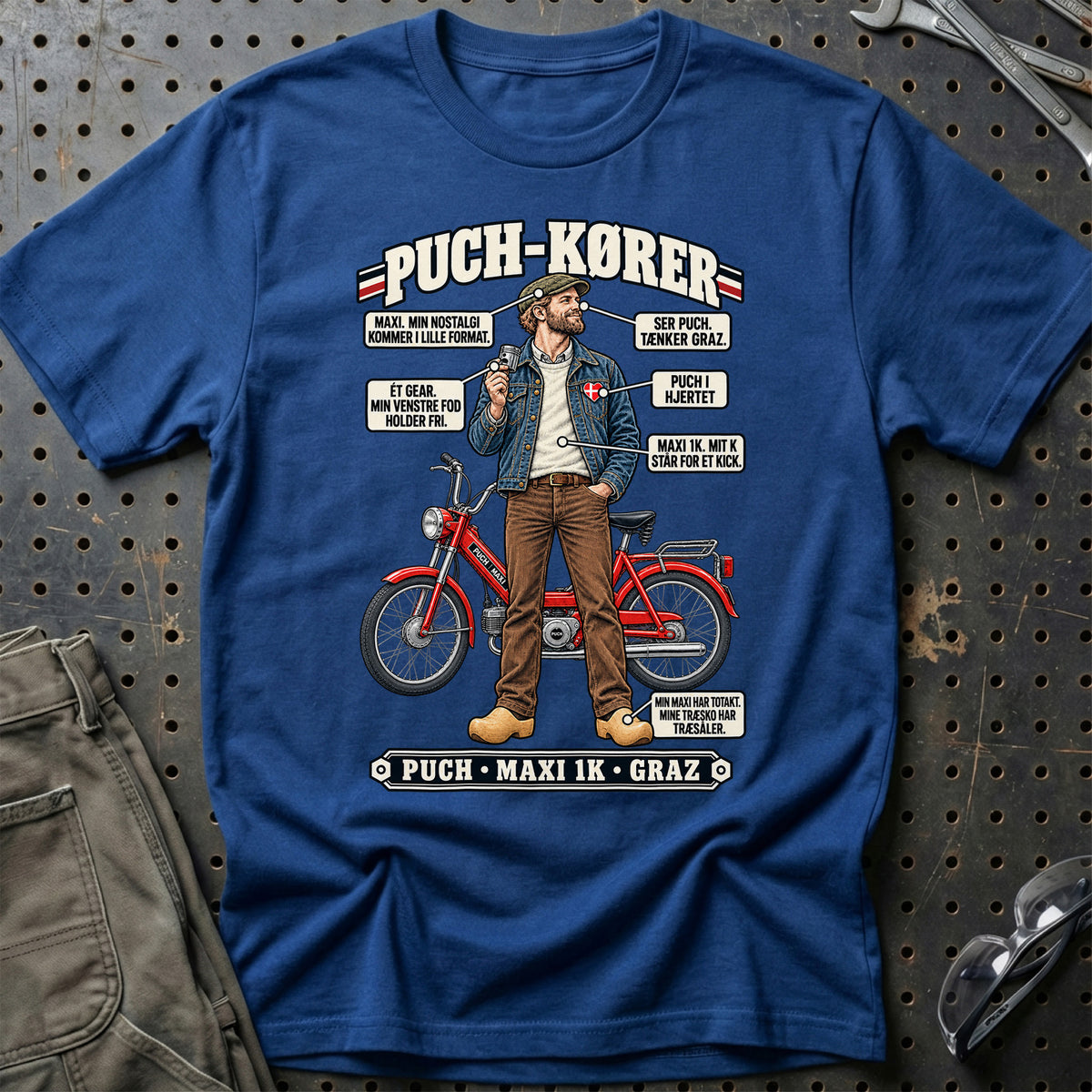 
Puch-Kører T-Shirt – Blå Royal