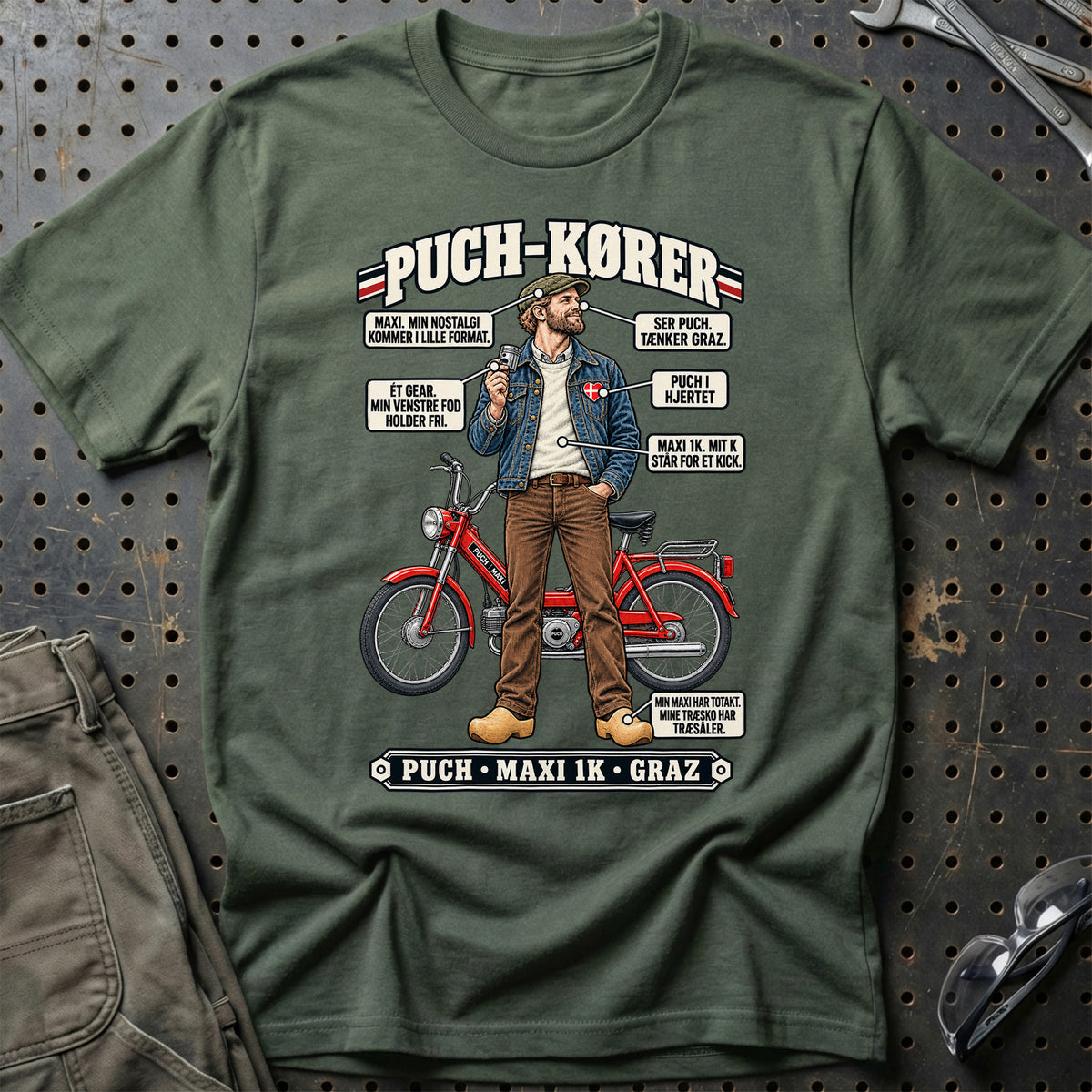 
Puch-Kører T-Shirt – Grøn Militær