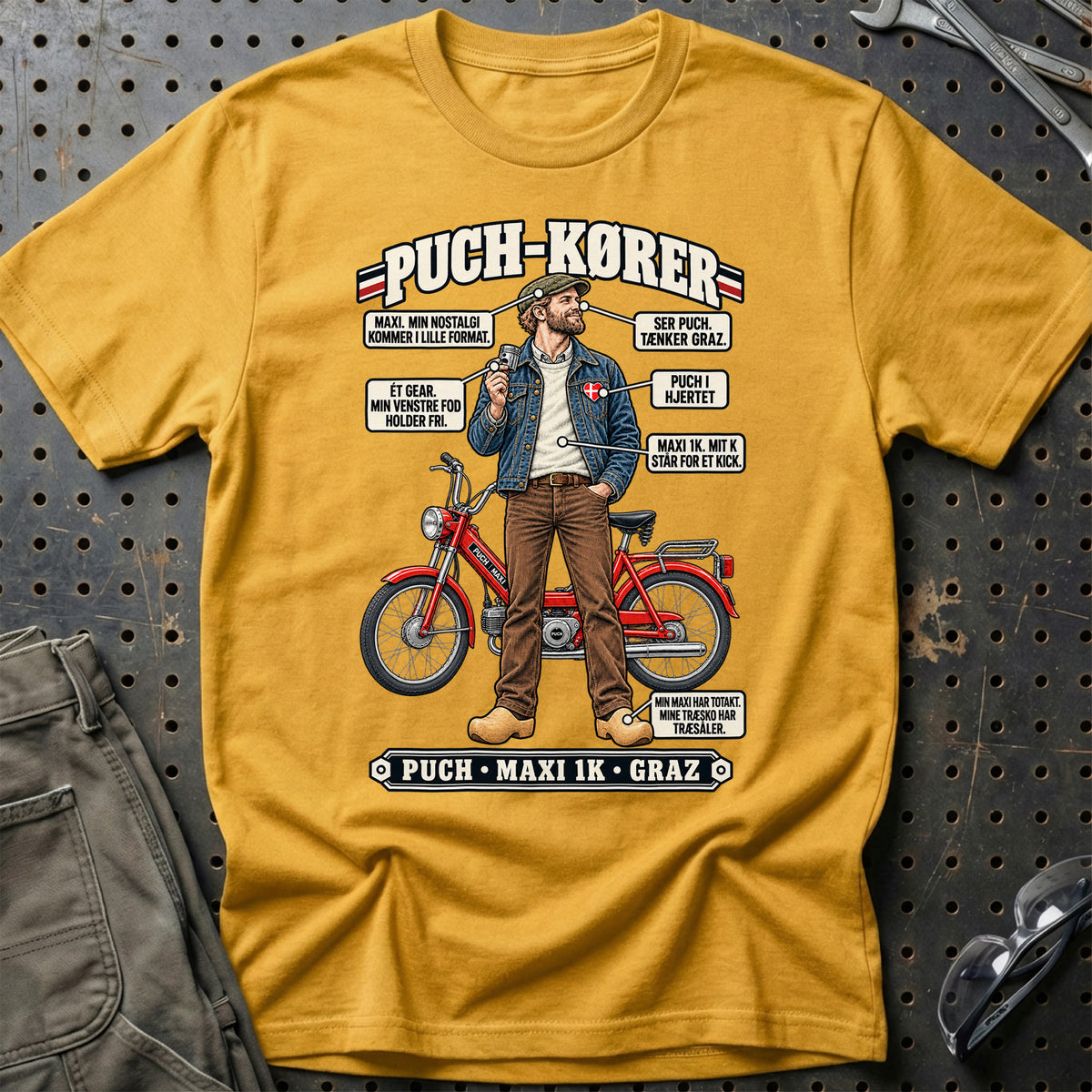 
Puch-Kører T-Shirt – Guld