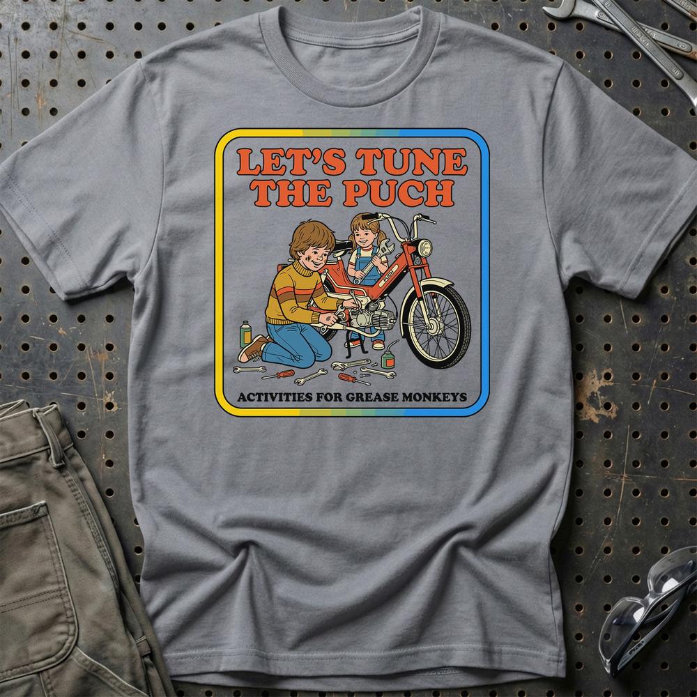 Puch Let’s Tune the Puch Funny Vintage Mechanic T-Shirt-Beklædning-Puch-Grå Sport-S-Garage Culture Shop- garage - man cave - merchandise