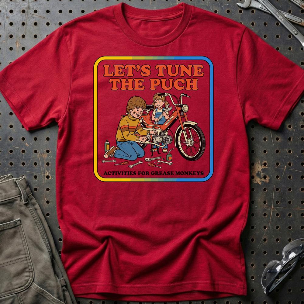 Puch Let’s Tune the Puch Funny Vintage Mechanic T-Shirt-Beklædning-Puch-Rød-S-Garage Culture Shop- garage - man cave - merchandise