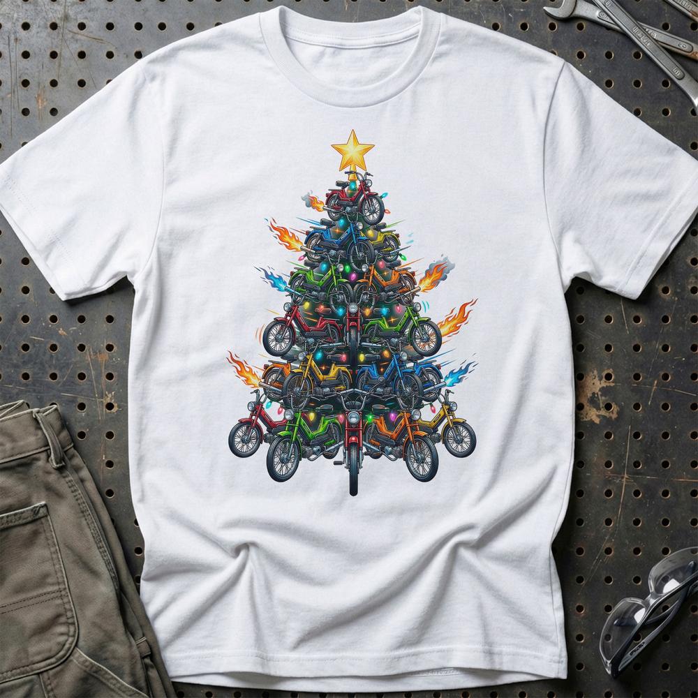 Puch Maxi Juletræ Christmas Tree - Unisex T-Shirt-Beklædning-Puch-Hvid-S-Garage Culture Shop- garage - man cave - merchandise