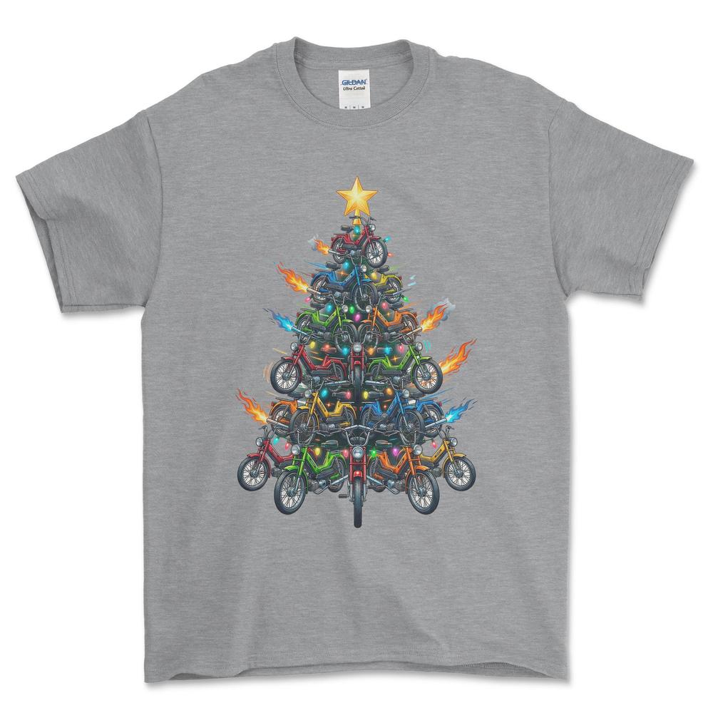 Puch Maxi Juletræ Christmas Tree - Unisex T-Shirt-Beklædning-Puch-Grå Sport-S-Forside-Garage Culture Shop- garage - man cave - merchandise