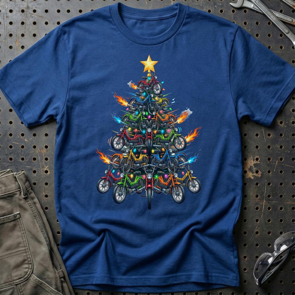 Puch Maxi Juletræ Christmas Tree - Unisex T-Shirt-Beklædning-Puch-Blå Royal-S-Garage Culture Shop- garage - man cave - merchandise