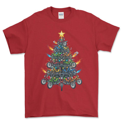 Puch Maxi Juletræ Christmas Tree - Unisex T-Shirt-Beklædning-Puch-Rød-S-Forside-Garage Culture Shop- garage - man cave - merchandise