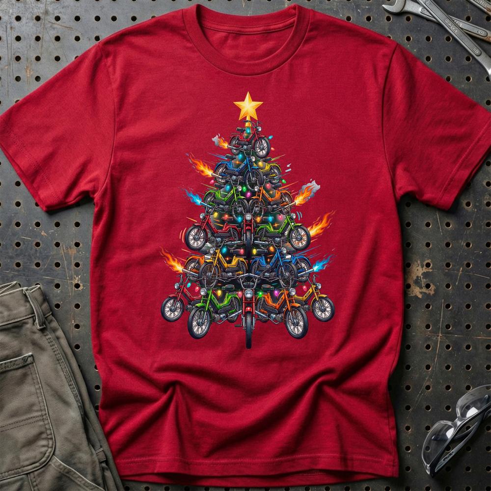 Puch Maxi Juletræ Christmas Tree - Unisex T-Shirt-Beklædning-Puch-Rød-S-Garage Culture Shop- garage - man cave - merchandise