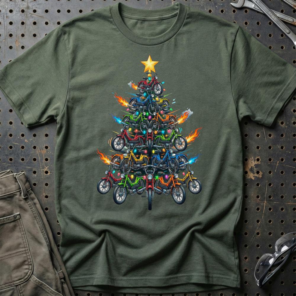 Puch Maxi Juletræ Christmas Tree - Unisex T-Shirt-Beklædning-Puch-Grøn Militær-S-Garage Culture Shop- garage - man cave - merchandise