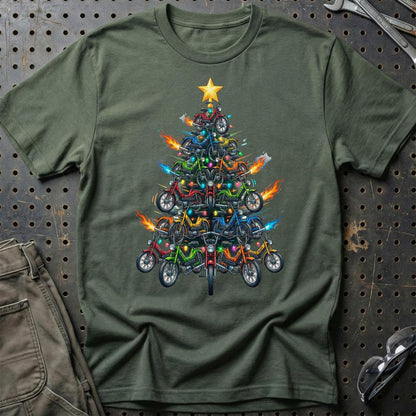 Puch Maxi Juletræ Christmas Tree - Unisex T-Shirt-Beklædning-Puch-Grøn Militær-S-Garage Culture Shop- garage - man cave - merchandise