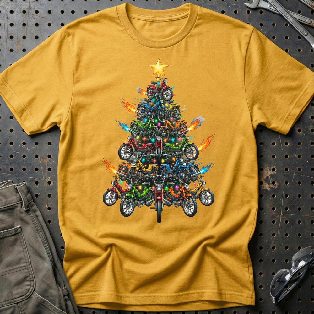 Puch Maxi Juletræ Christmas Tree - Unisex T-Shirt-Beklædning-Puch-Guld-S-Garage Culture Shop- garage - man cave - merchandise