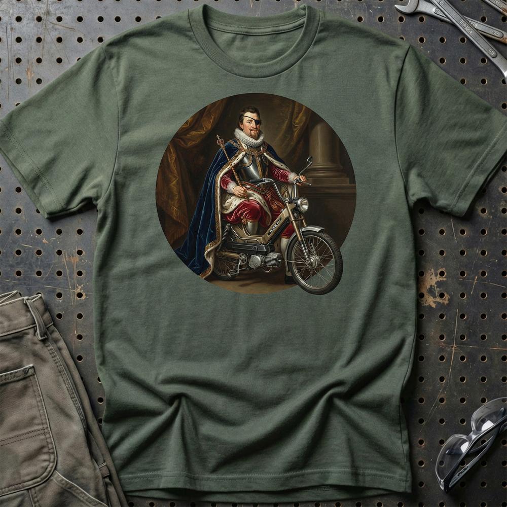 Puch Royal King Funny Classical Portrait - Unisex T-Shirt , Bomuld-Beklædning-Puch-Grøn Militær-S-Garage Culture Shop- garage - man cave - merchandise