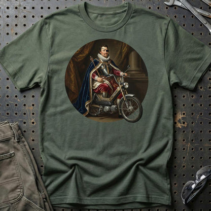 Puch Royal King Funny Classical Portrait - Unisex T-Shirt , Bomuld-Beklædning-Puch-Grøn Militær-S-Garage Culture Shop- garage - man cave - merchandise