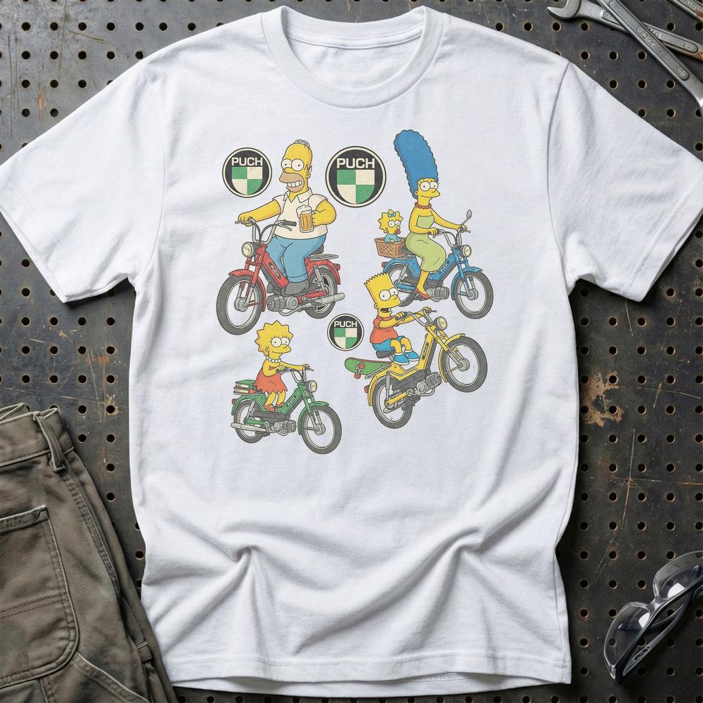 Puch Simpsons T-Shirt-Beklædning-Puch-Hvid-S-Garage Culture Shop- garage - man cave - merchandise