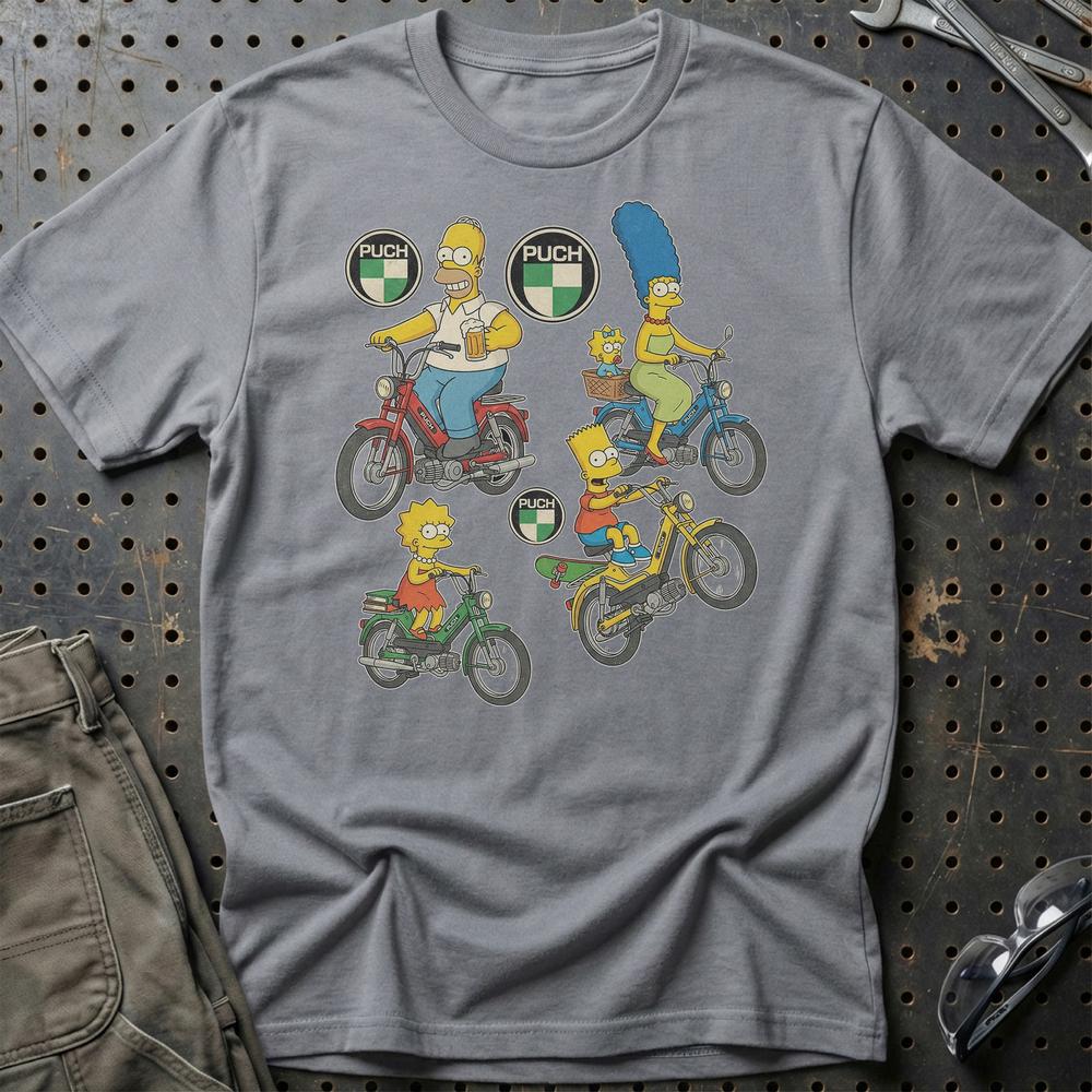 Puch Simpsons T-Shirt-Beklædning-Puch-Grå Sport-S-Garage Culture Shop- garage - man cave - merchandise